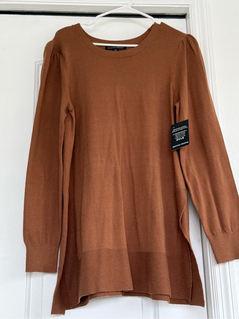 Boston Proper Copper Brown Long Sleeve Knit Tunic Sweater